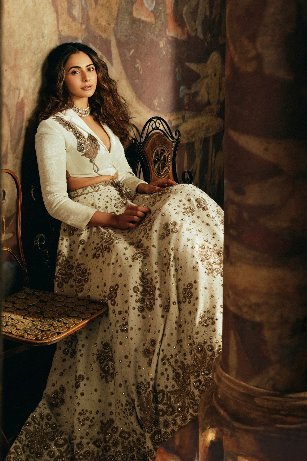 The Aurum Ecru Mograbagh Lehenga