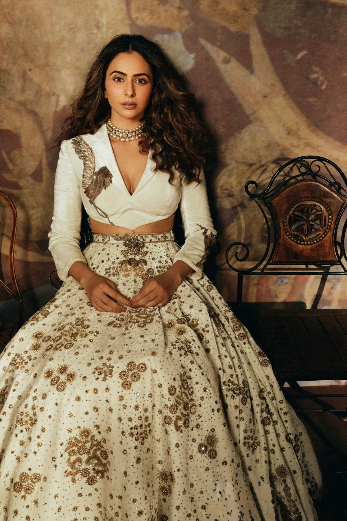 The Aurum Ecru Mograbagh Lehenga