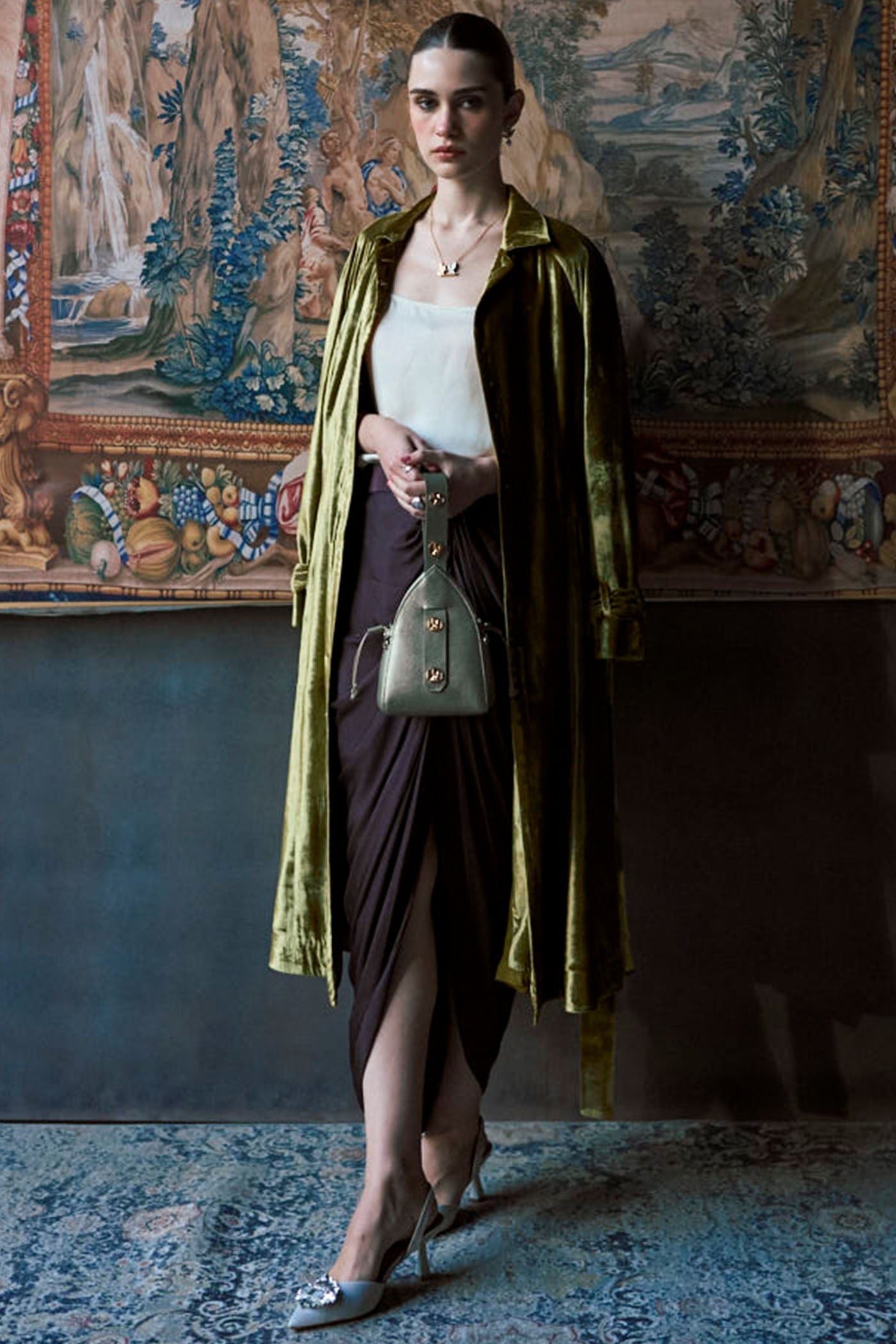 The Savannah Silk Velvet Long Jacket