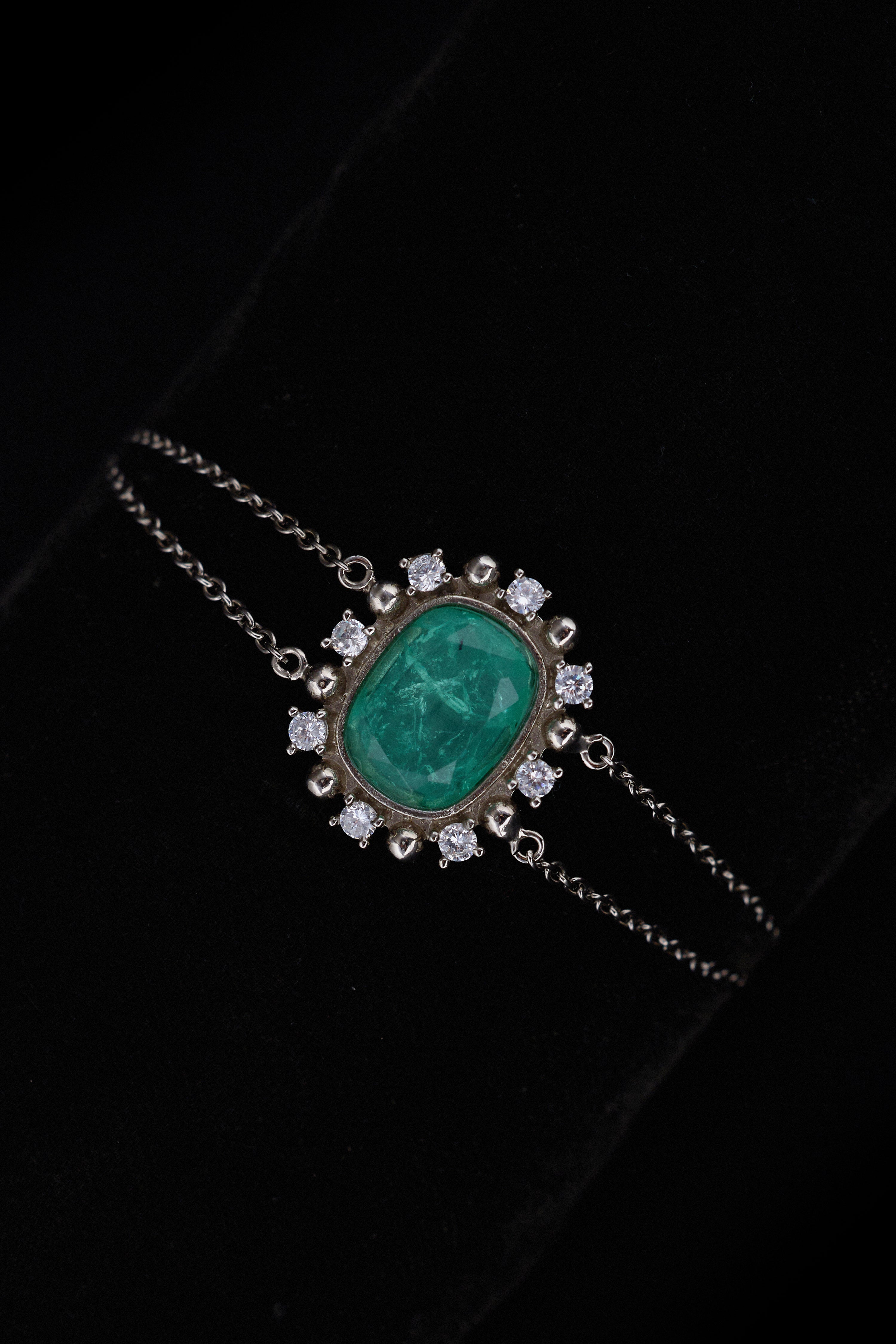 The Aquamarine Baroque Bracelet in Starlight