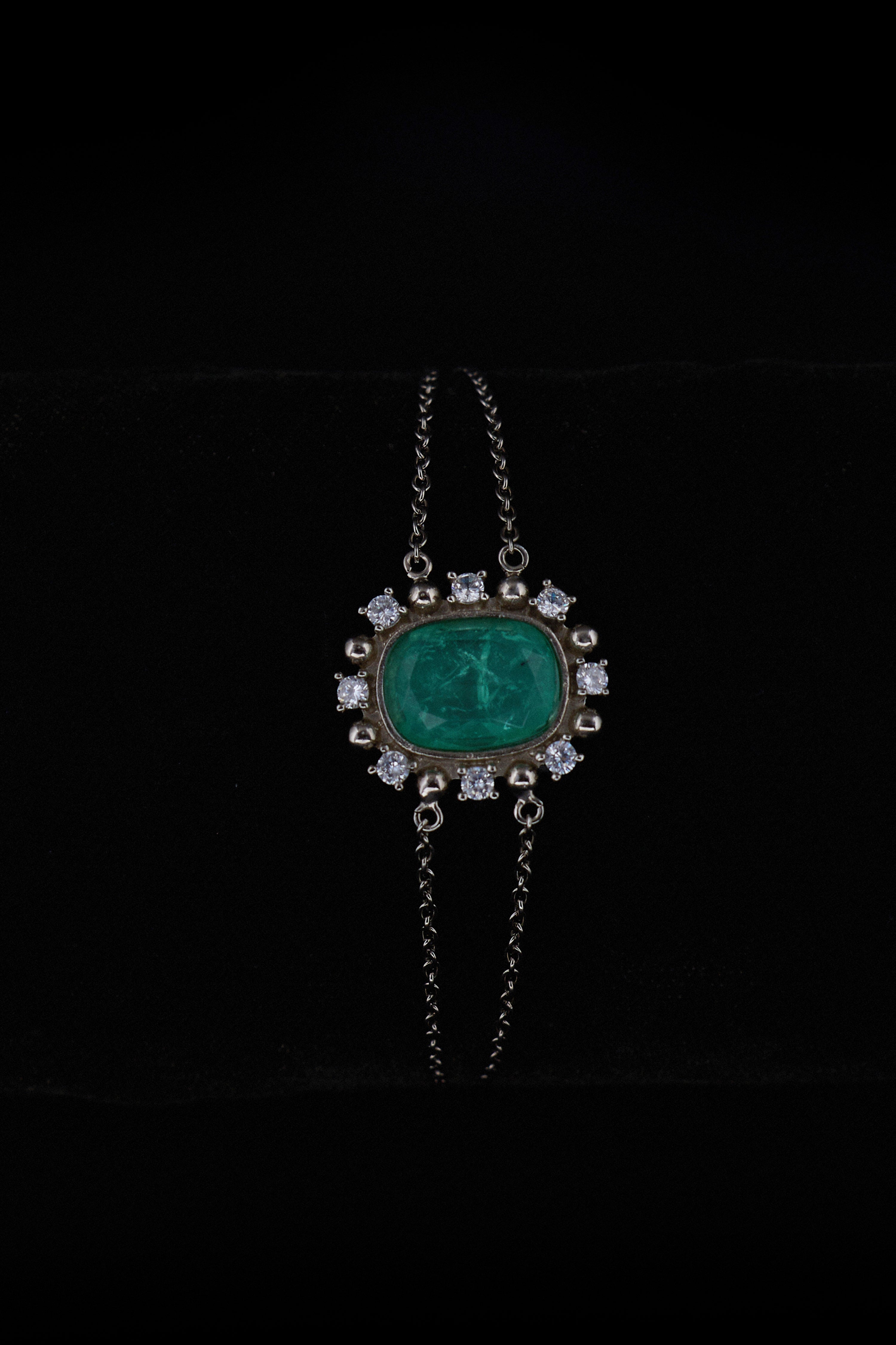 The Aquamarine Baroque Bracelet in Starlight