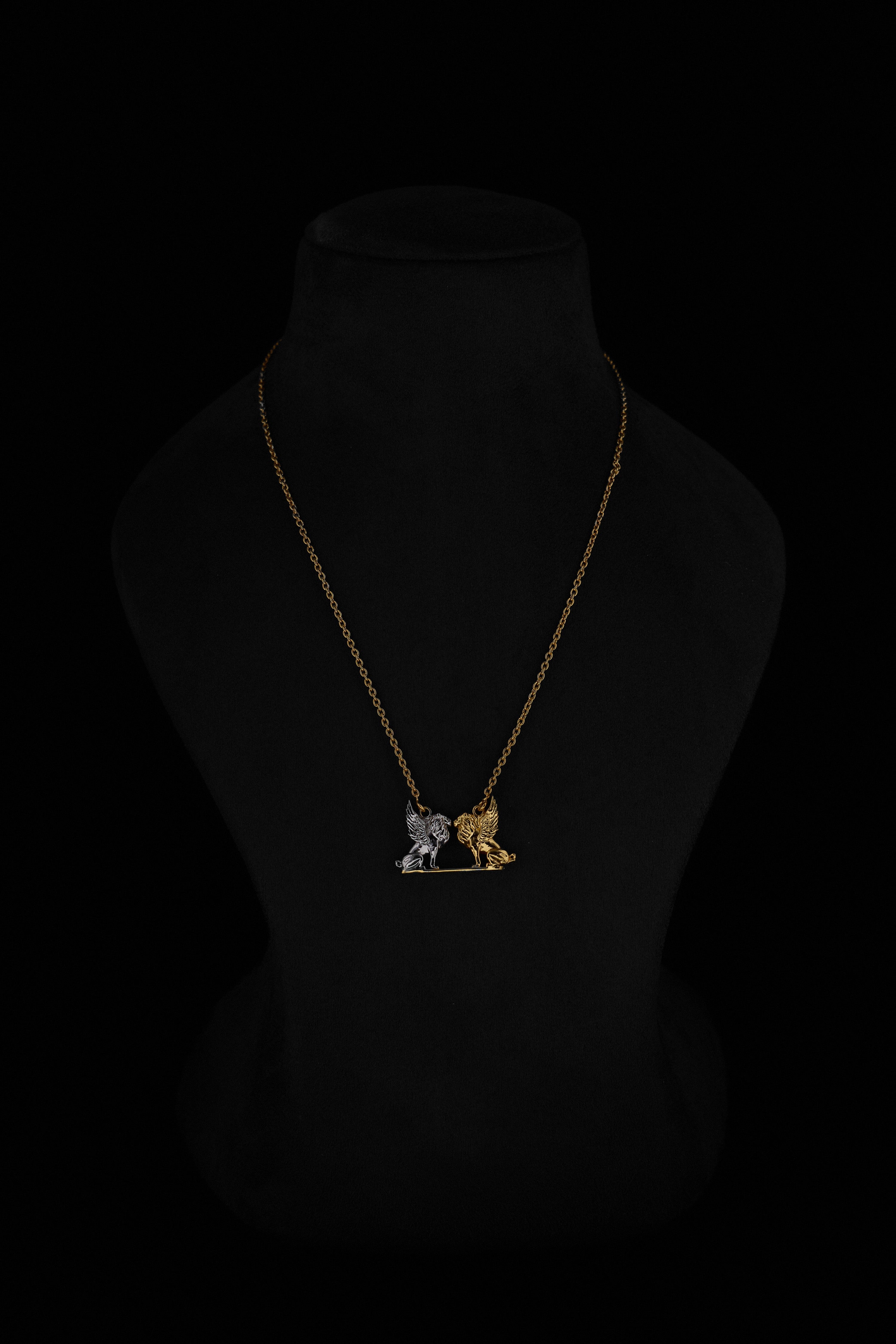 The Venetian Lion Necklace in Starlight and Gold