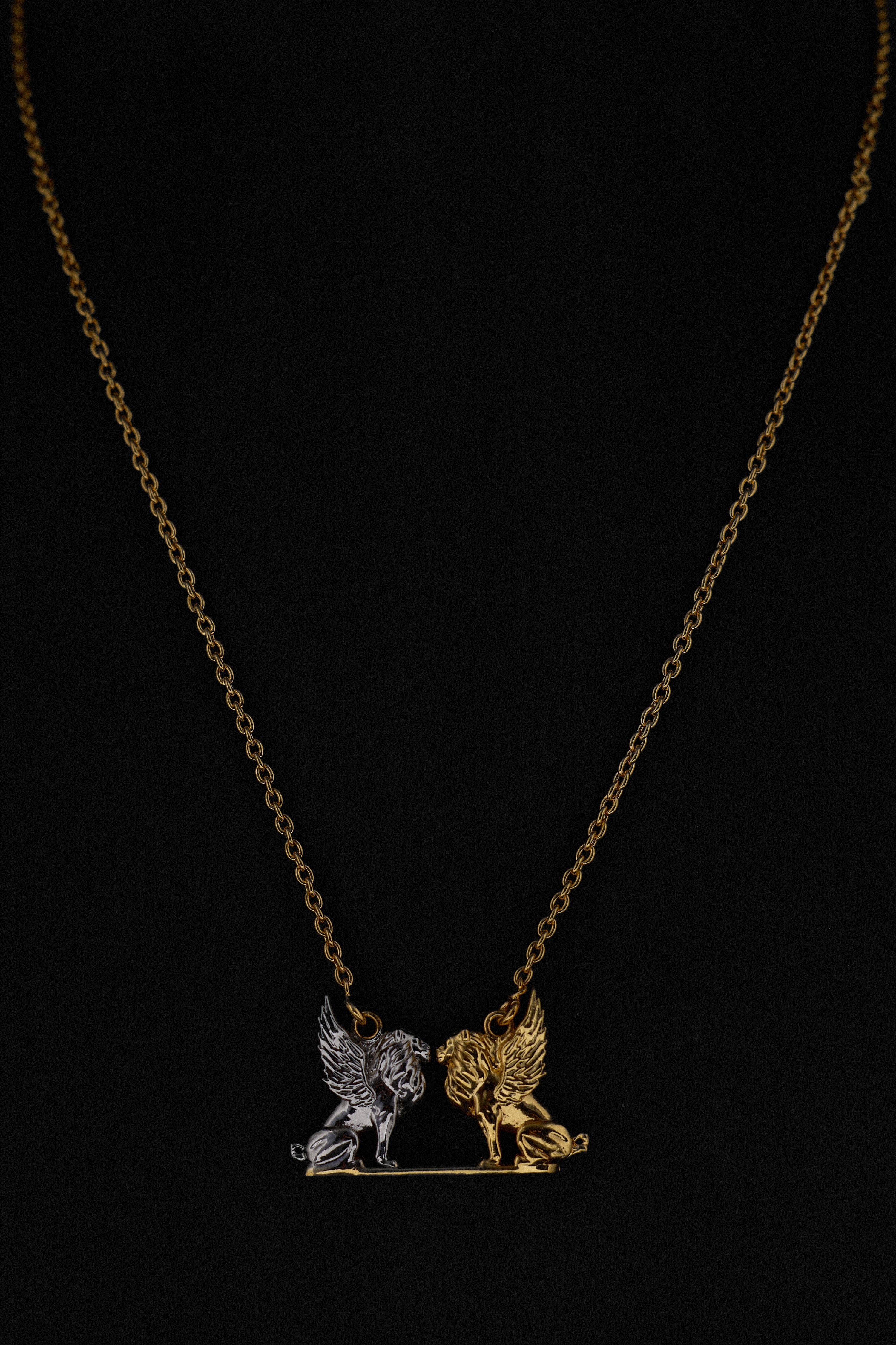 The Venetian Lion Necklace in Starlight and Gold