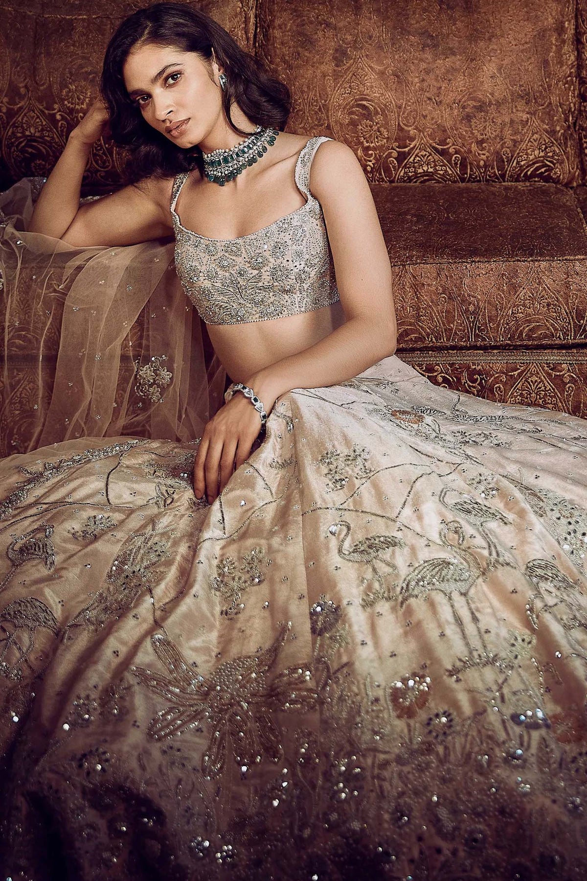 The Moroccon Pink Flamingo Landscape Lehenga