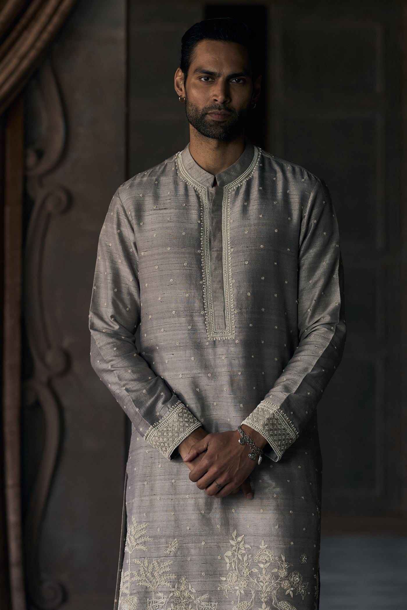 The La Creme' Savannah Tuscan Grey Kurta Set