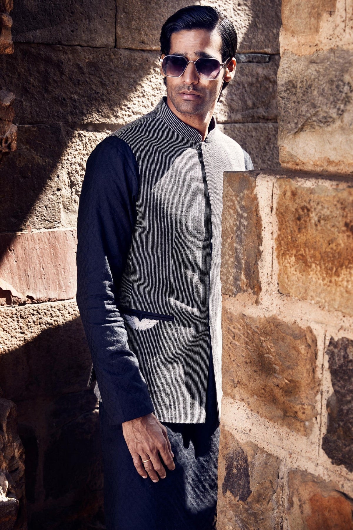 The Iconic Double Wing Pocket Bundy Jacket with a Saada Kurta