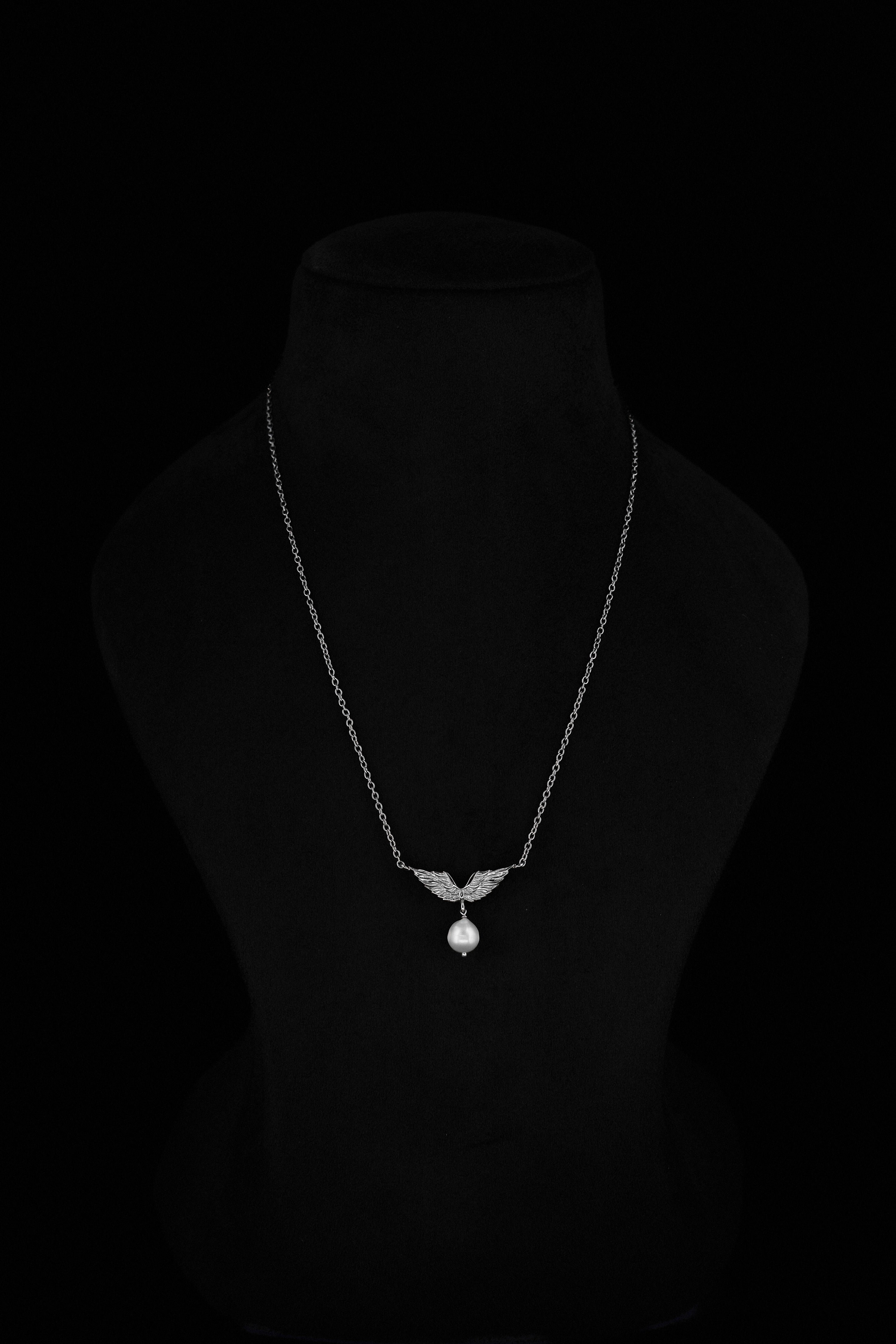 The Matsya Signature Sea Droplet Pendant in Charred Silver