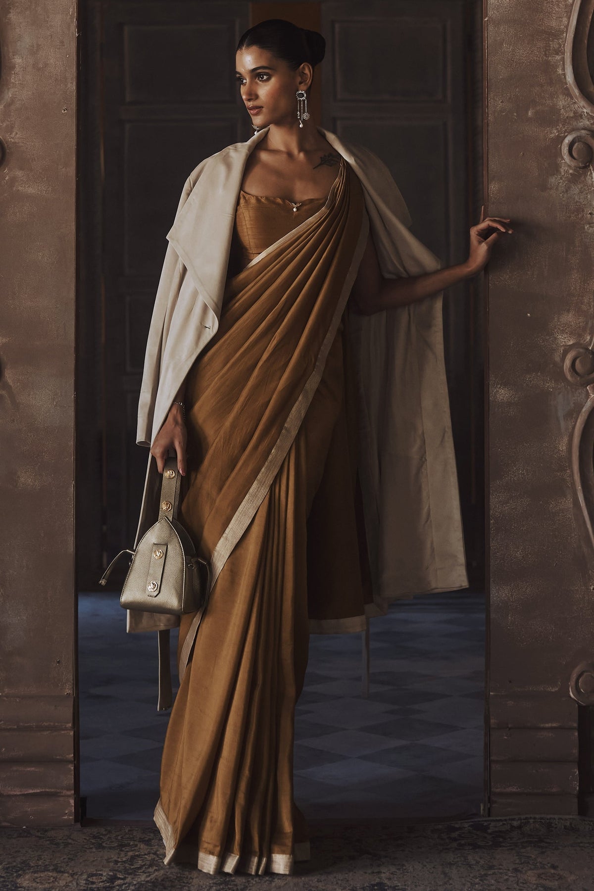 The Amber Roman Silk Saree