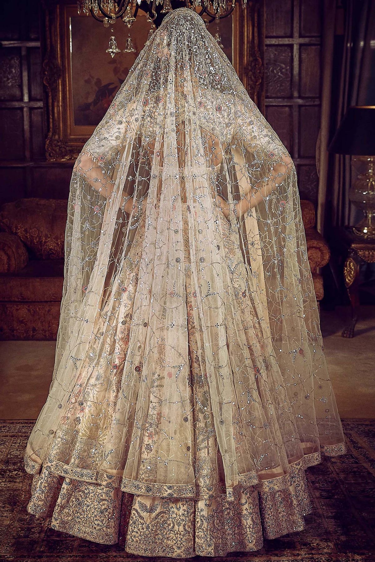 The Wanderlust Peach Sky Masai Lehenga