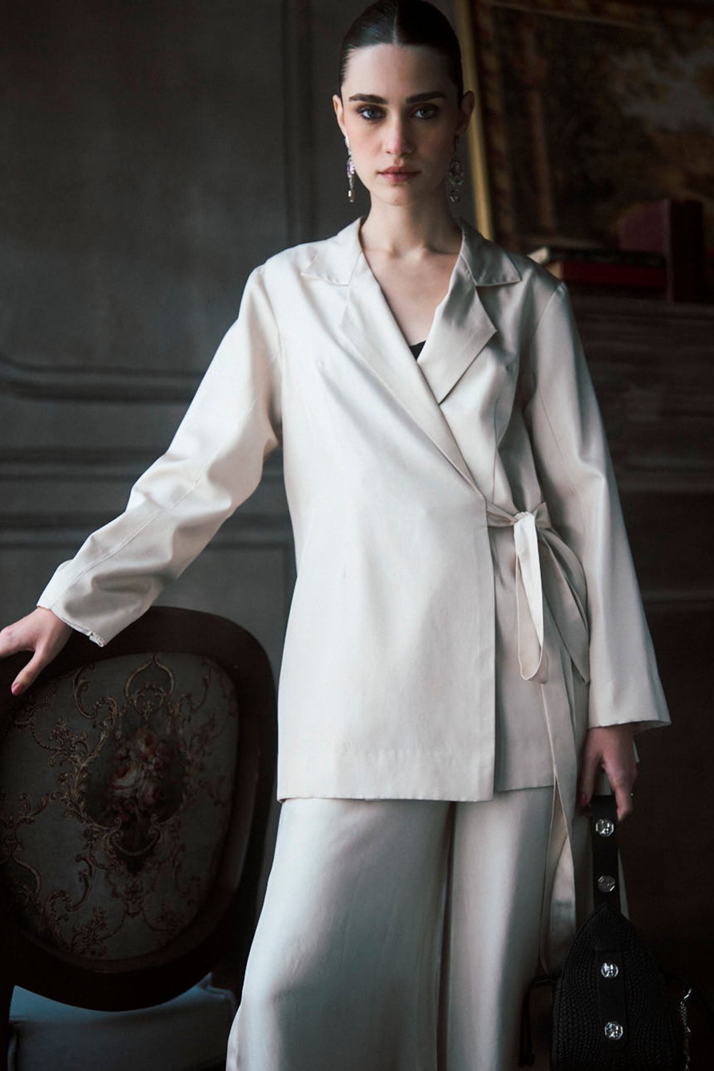 The Capri Tie up Silk Blazer