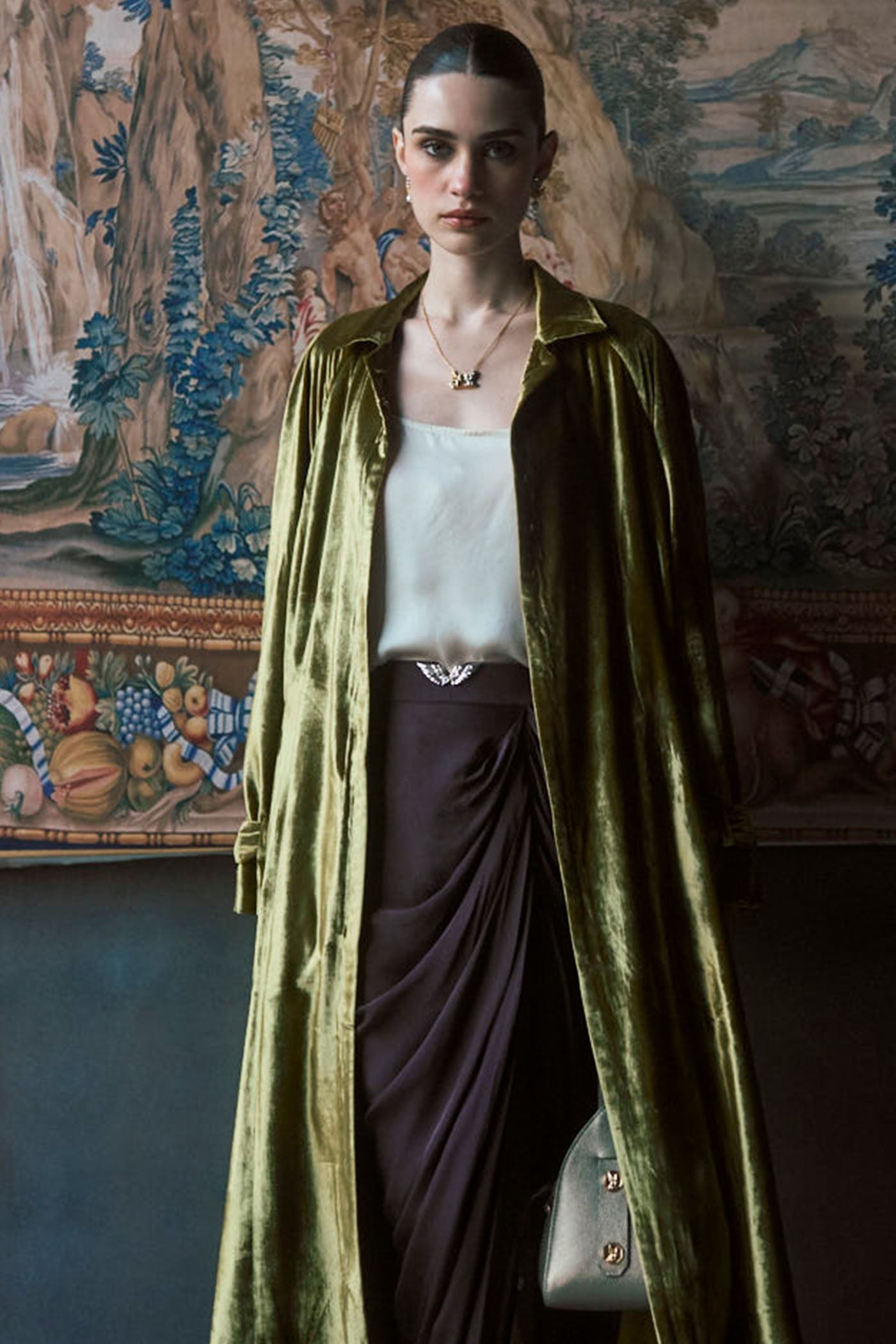 The Savannah Silk Velvet Long Jacket
