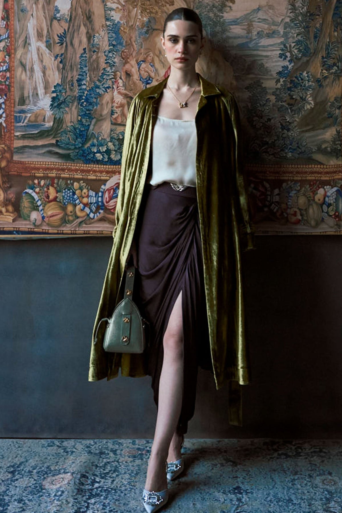 The Savannah Silk Velvet Long Jacket