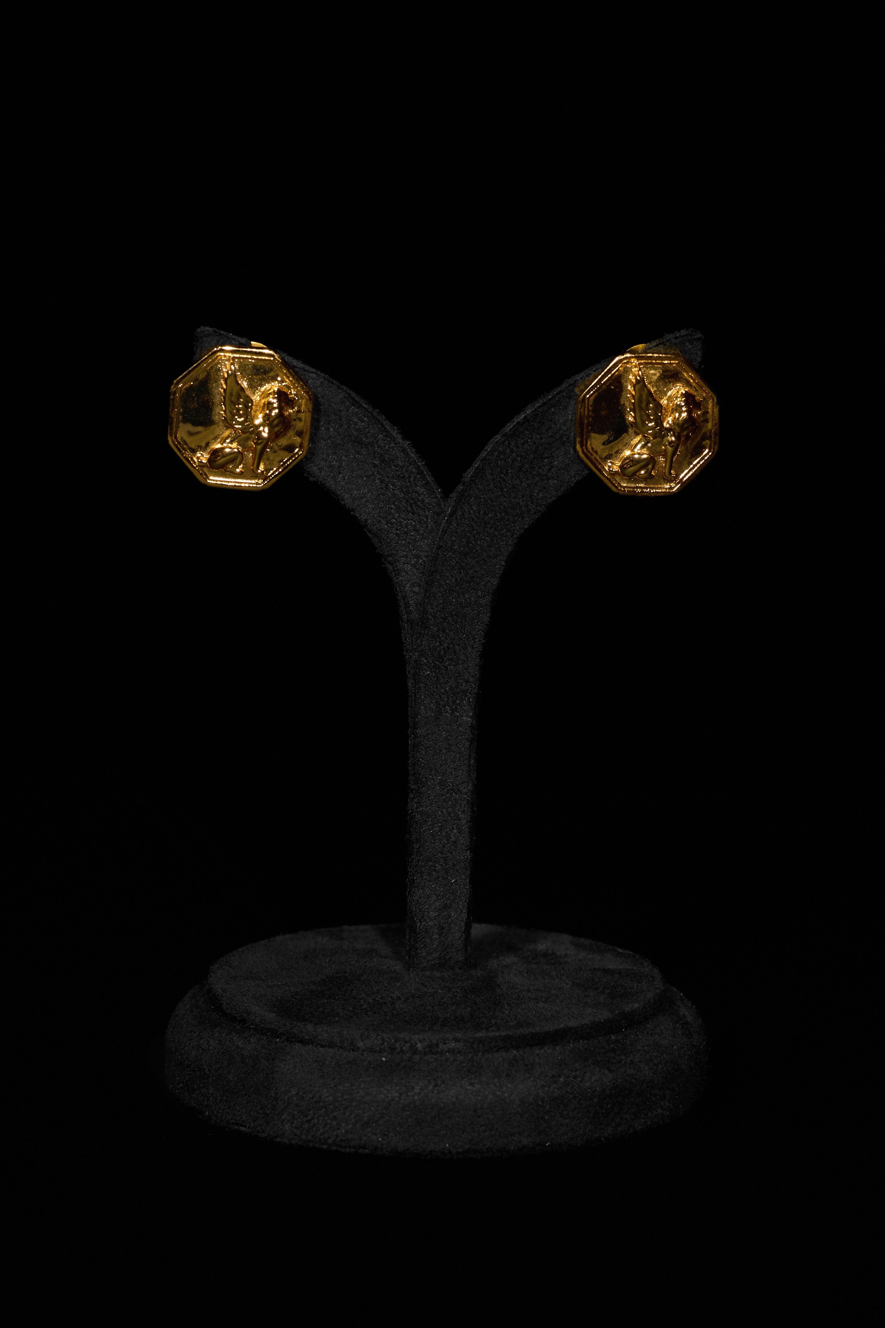 The Vintage Venetian Lion Stamp Studs in Gold