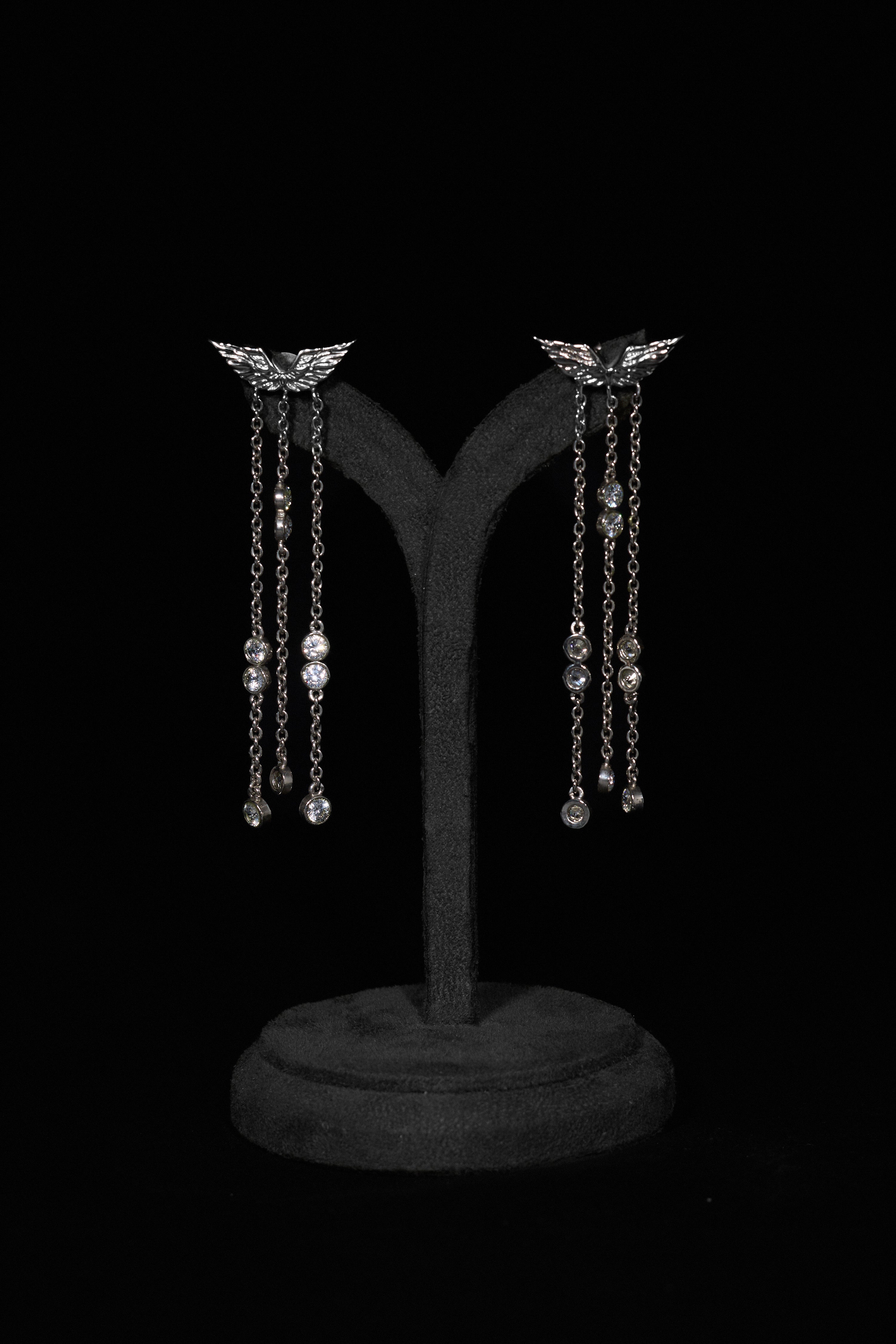The Celestial Wing Drop Earrings in Starlight