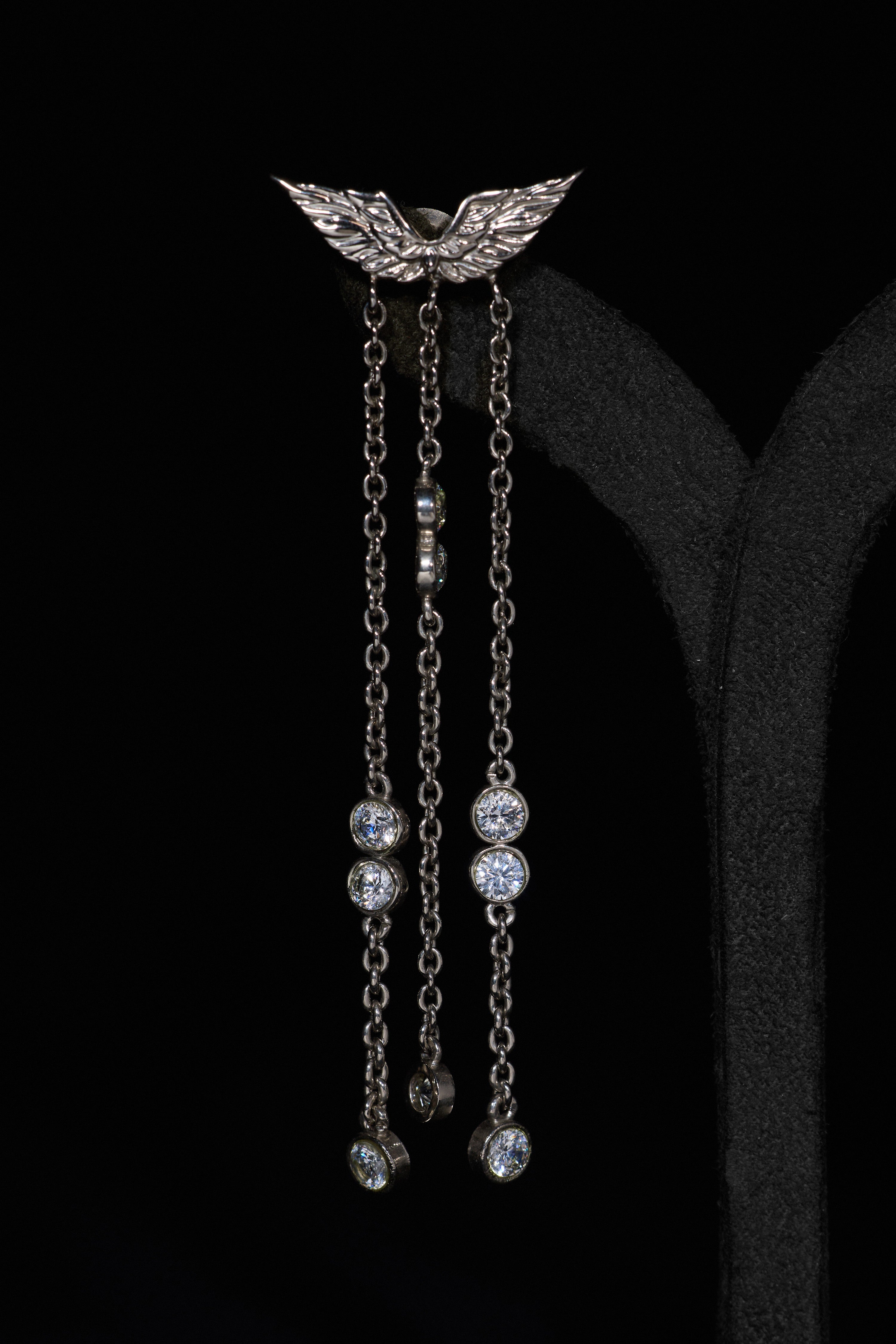 The Celestial Wing Drop Earrings in Starlight