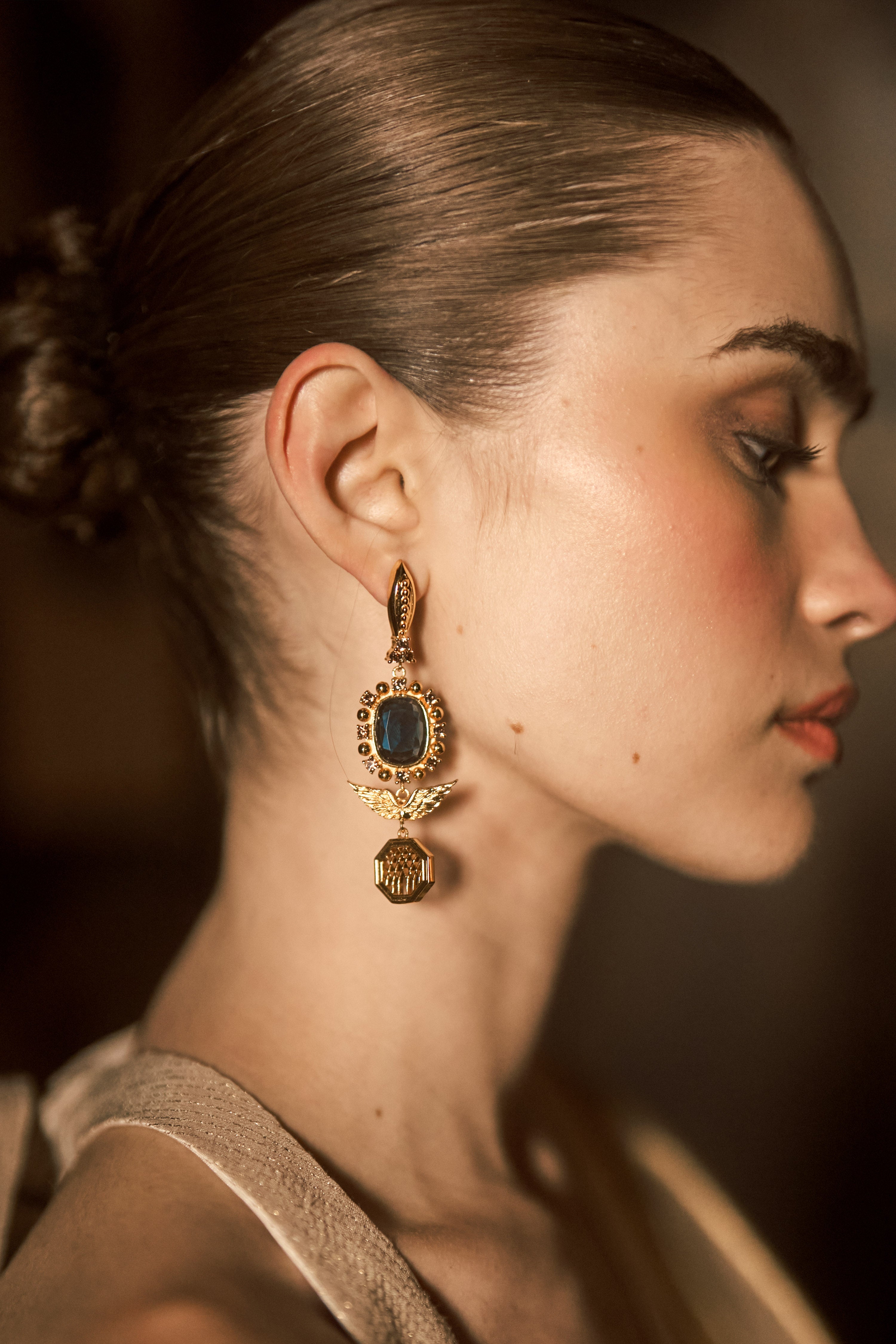 The Royal Florentine Emerald Green Earrings in Gold