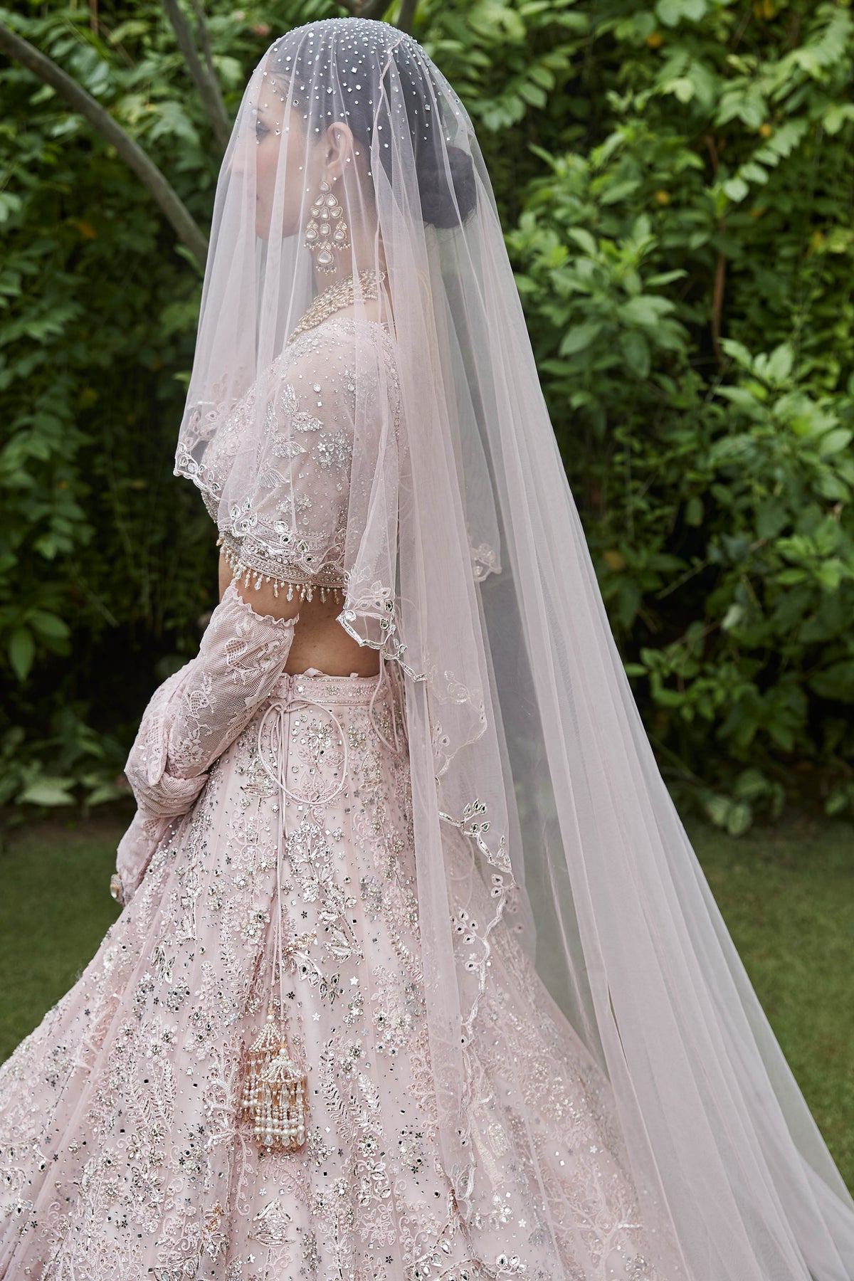 The Silent Garden Tulle Japanese Pink Lehenga