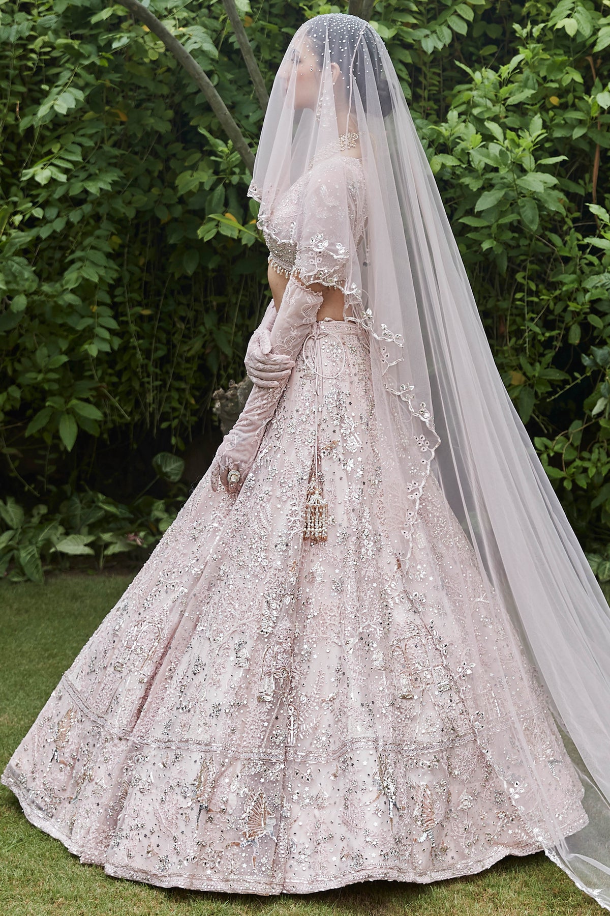 The Silent Garden Tulle Japanese Pink Lehenga