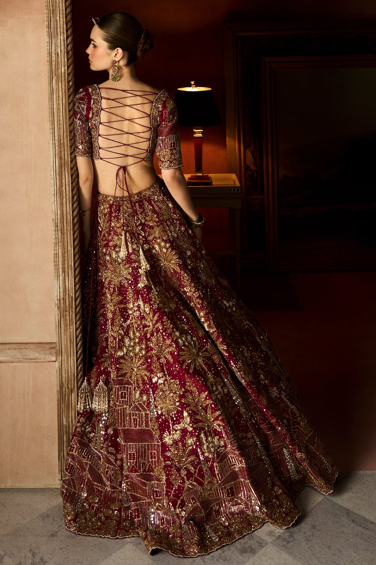 The Vintage Tuscan Heritage Scarlet Lehenga