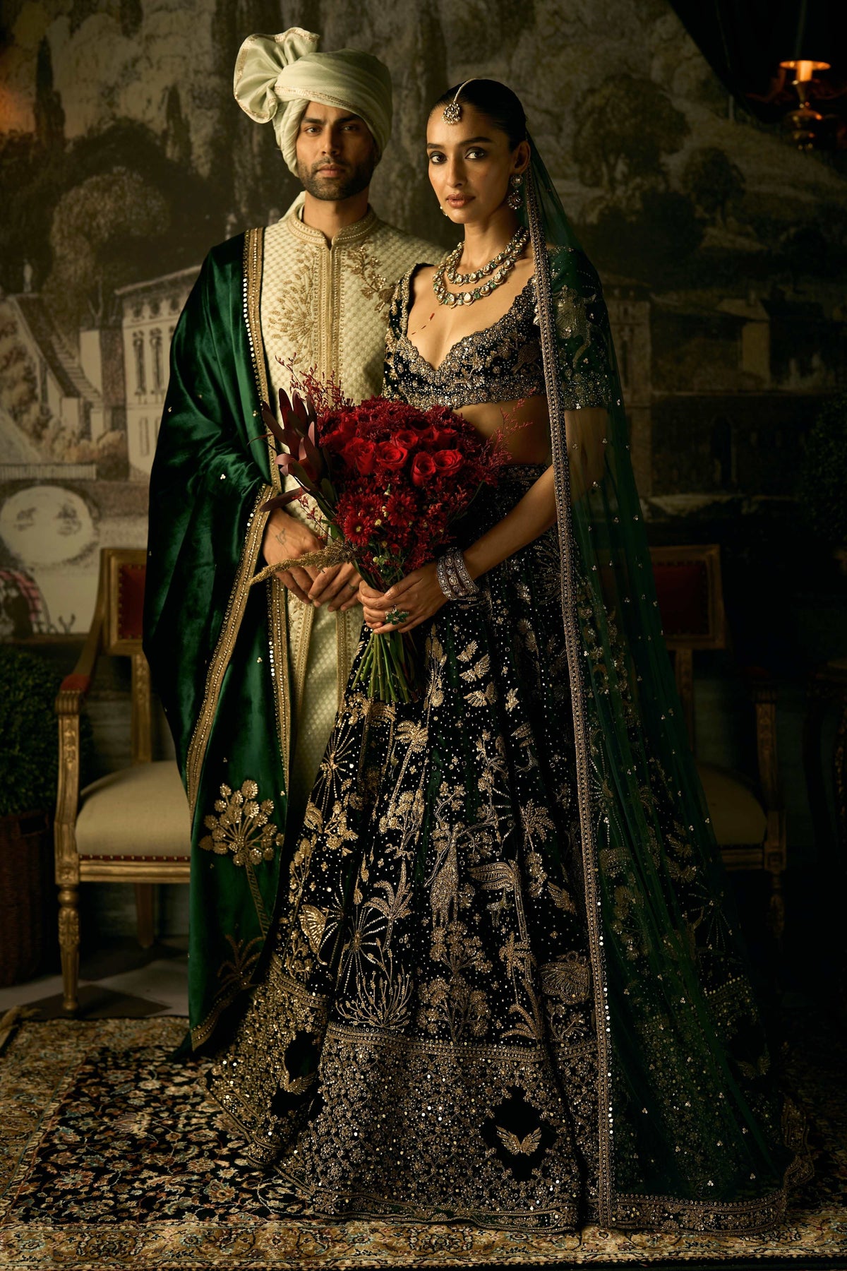 The Royal Wanderlust Forest Green Lehenga