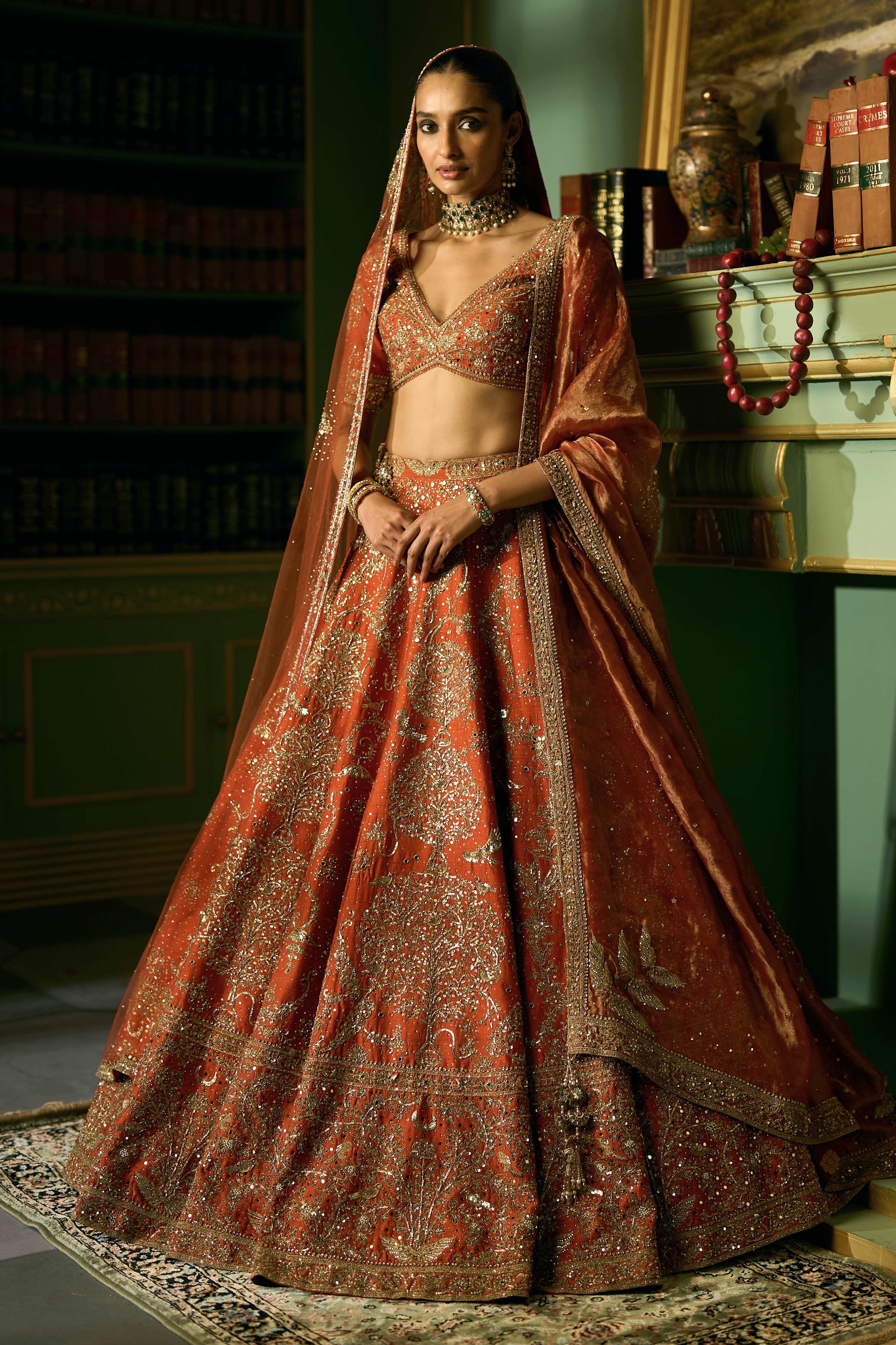 The Tangerine Tree of Eternity Lehenga
