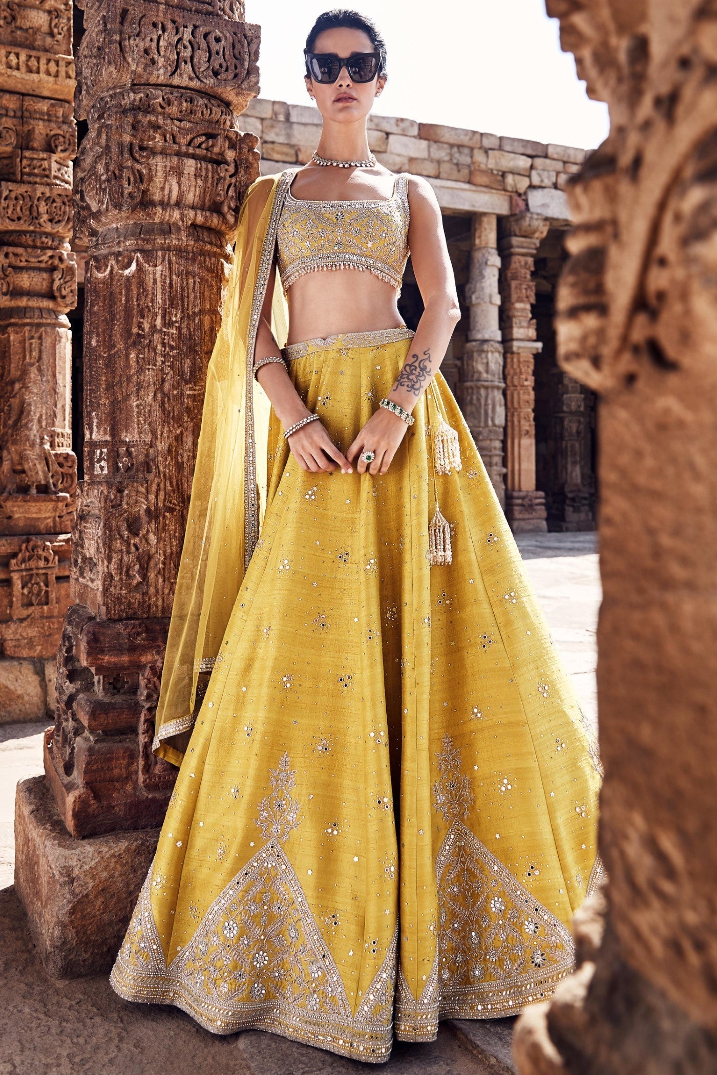 The Royal Pyramid Turmeric Lehenga Set
