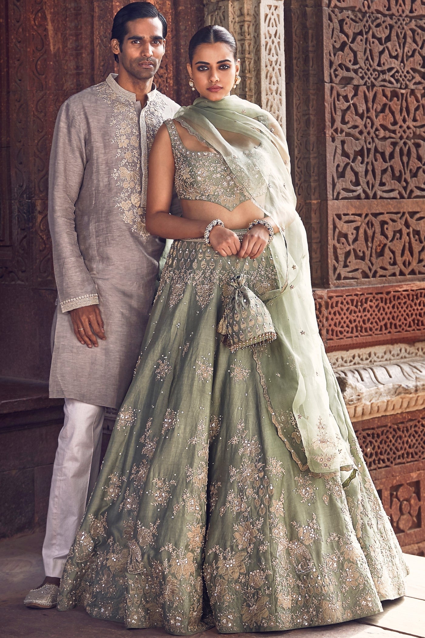 The Sona Patti Jade Bow Lehenga