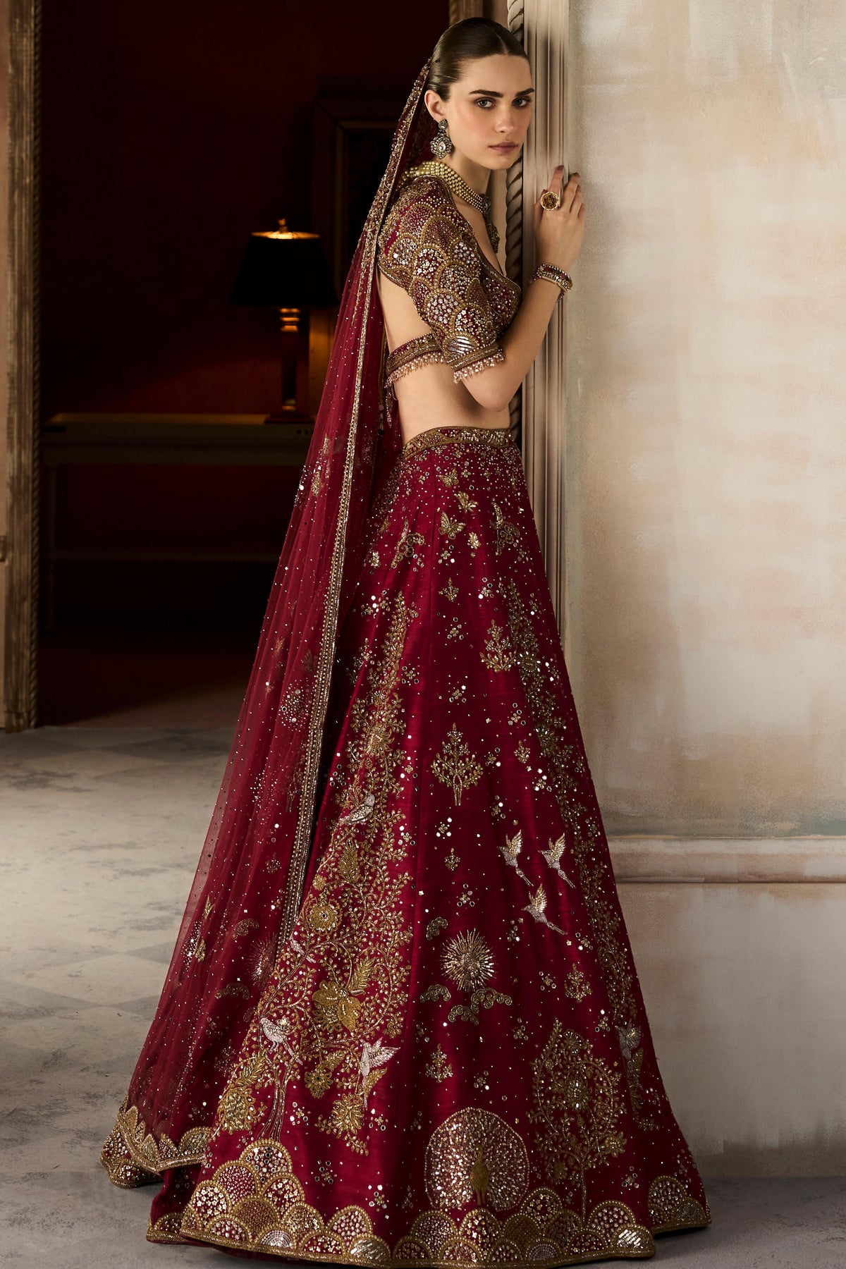The Royal Tree of Life Scarlet Lehenga