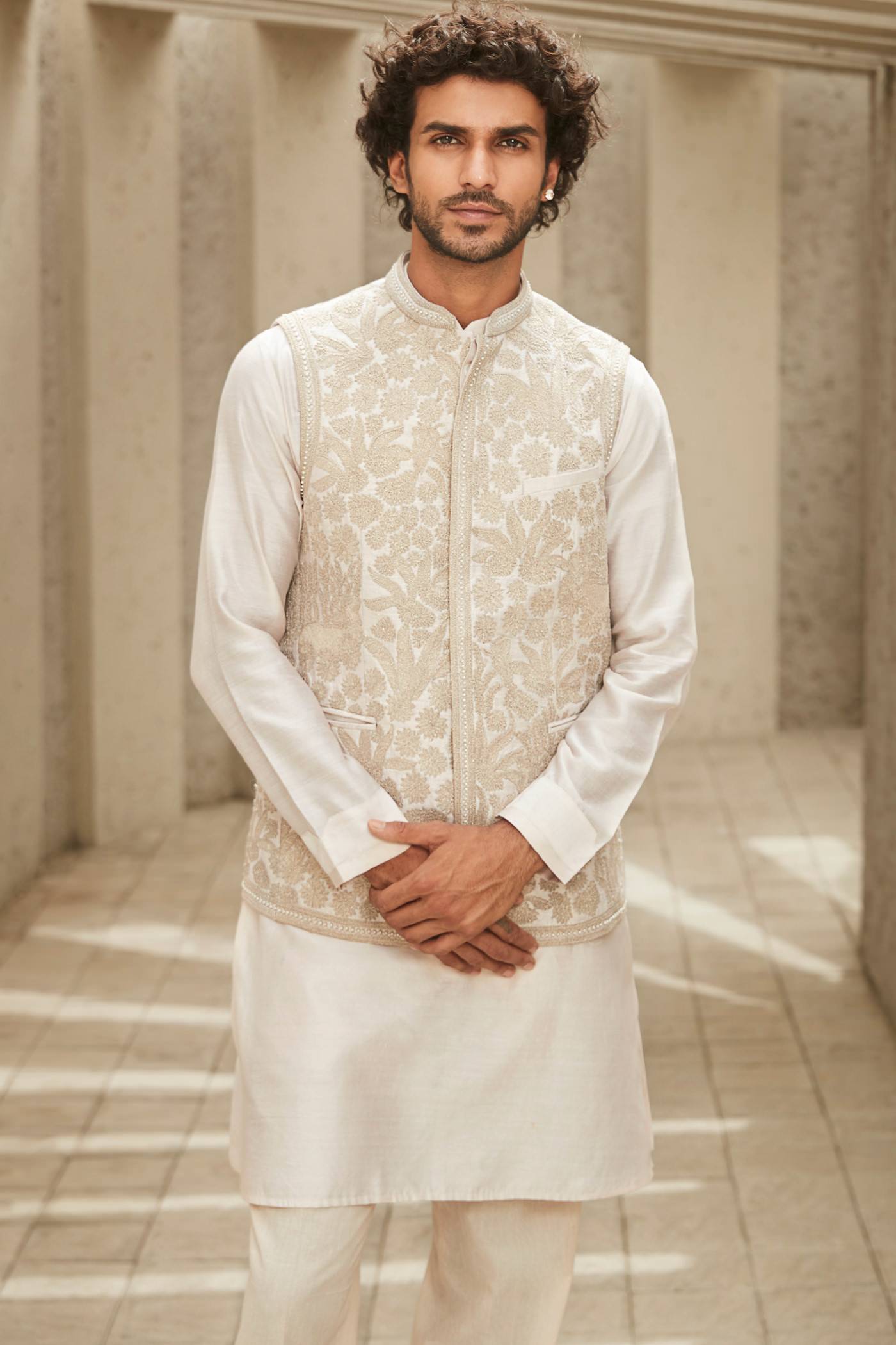 The Off White Jodhpuri Bundi Set