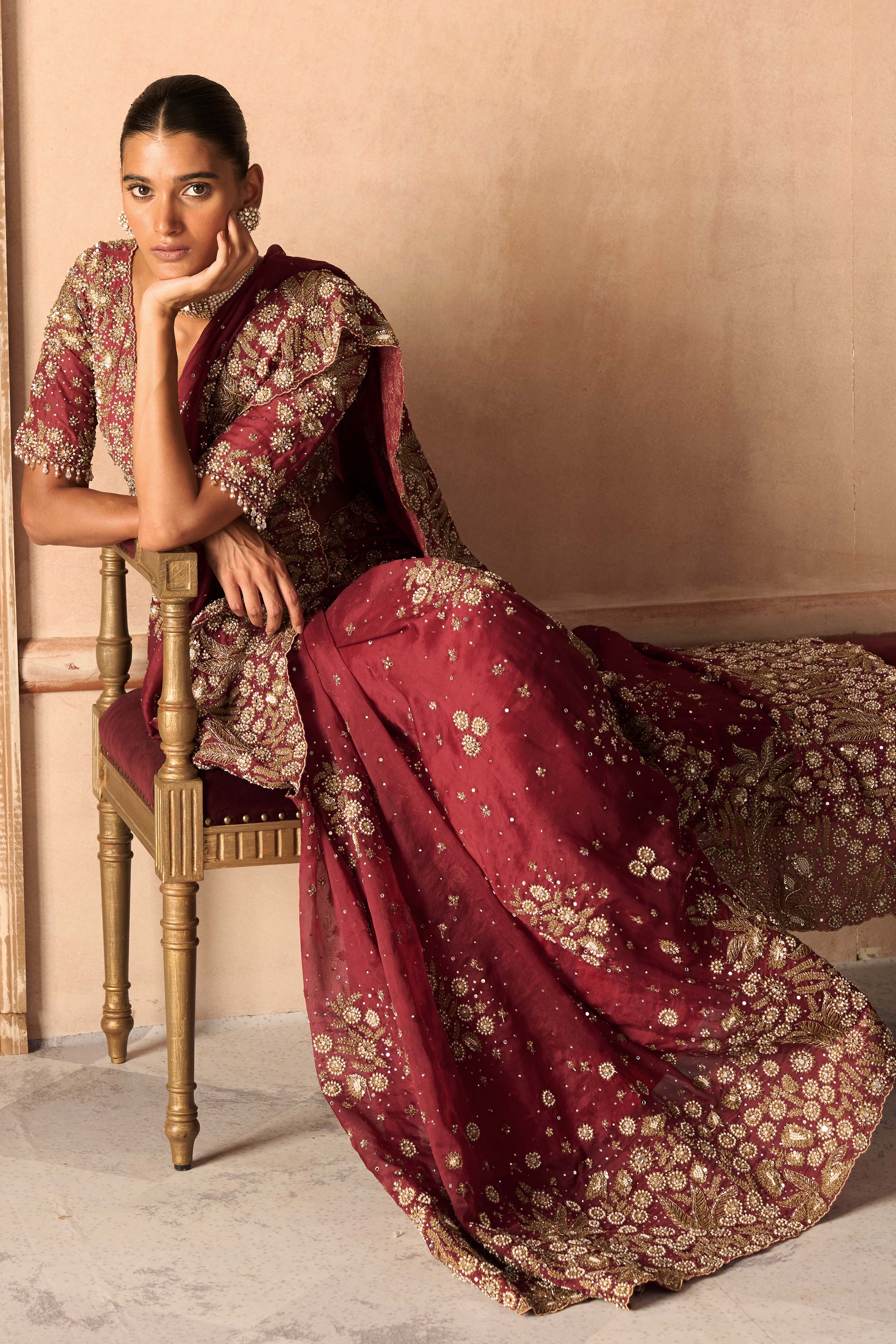 The Vintage Nizami Scarlet Saree
