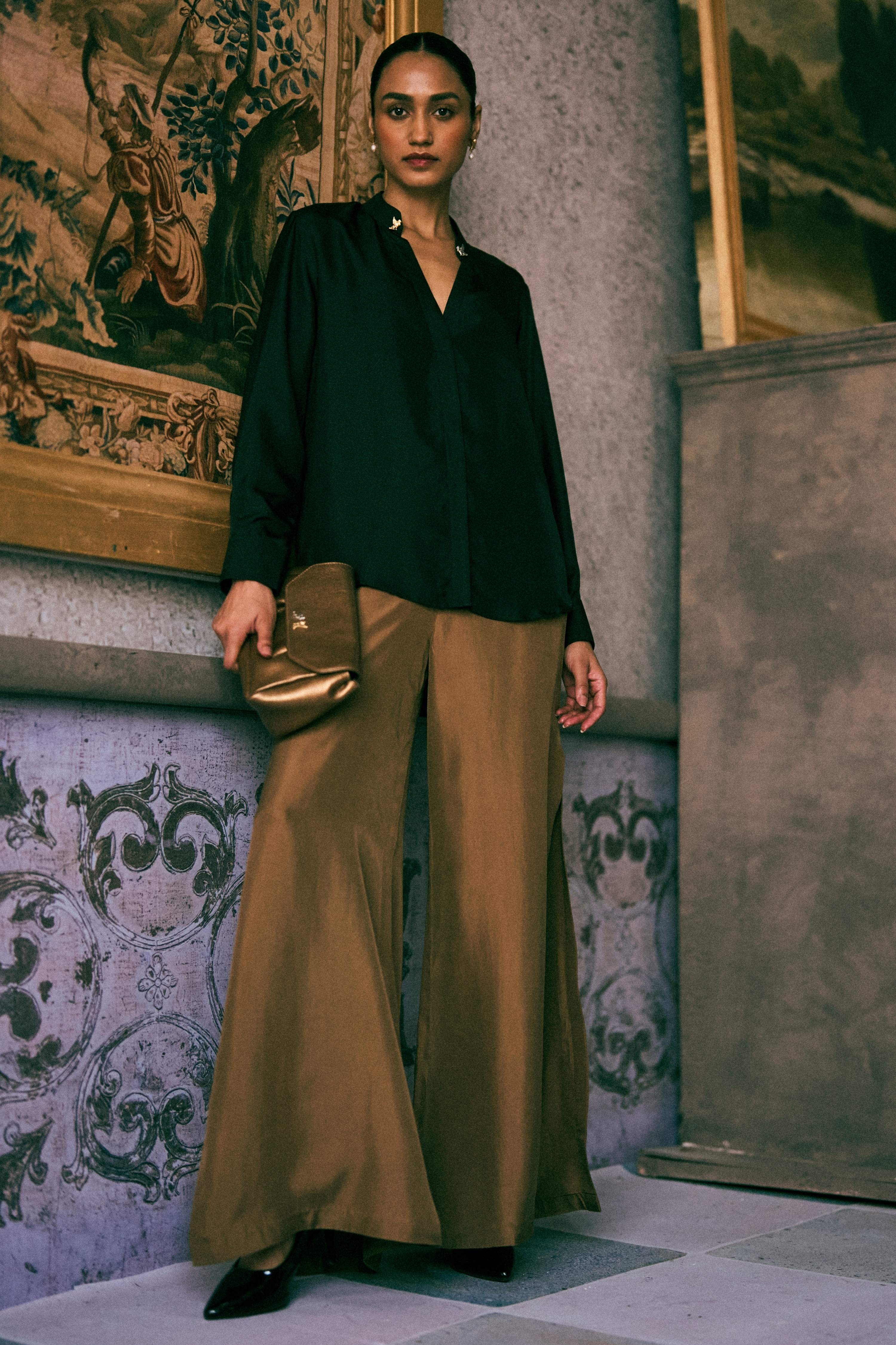 The Iconic Venetian Lion Silk Shirt in Gold & Silver Hardware