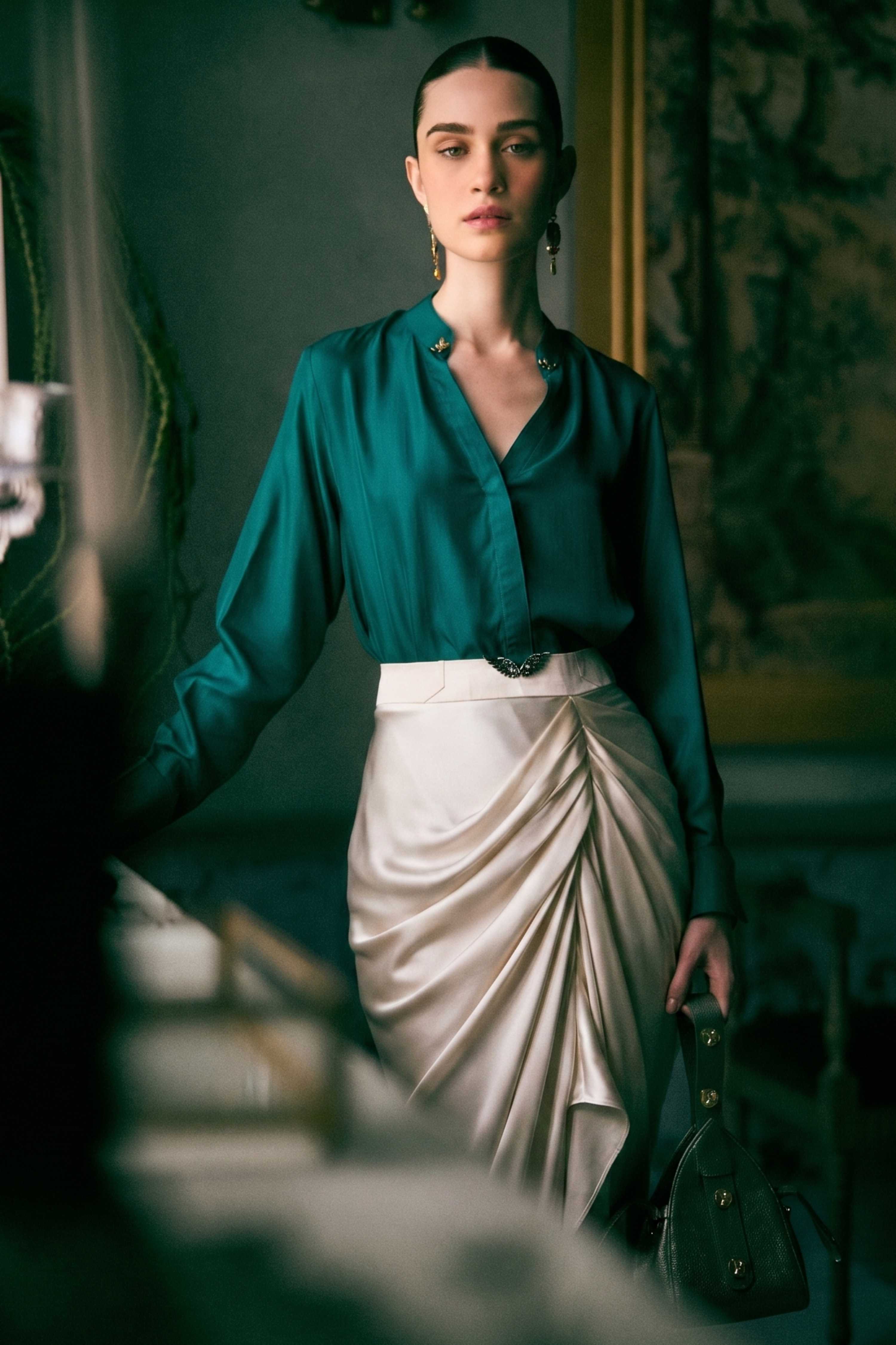 The Iconic Venetian Lion Silk Shirt in Gold & Silver Hardware