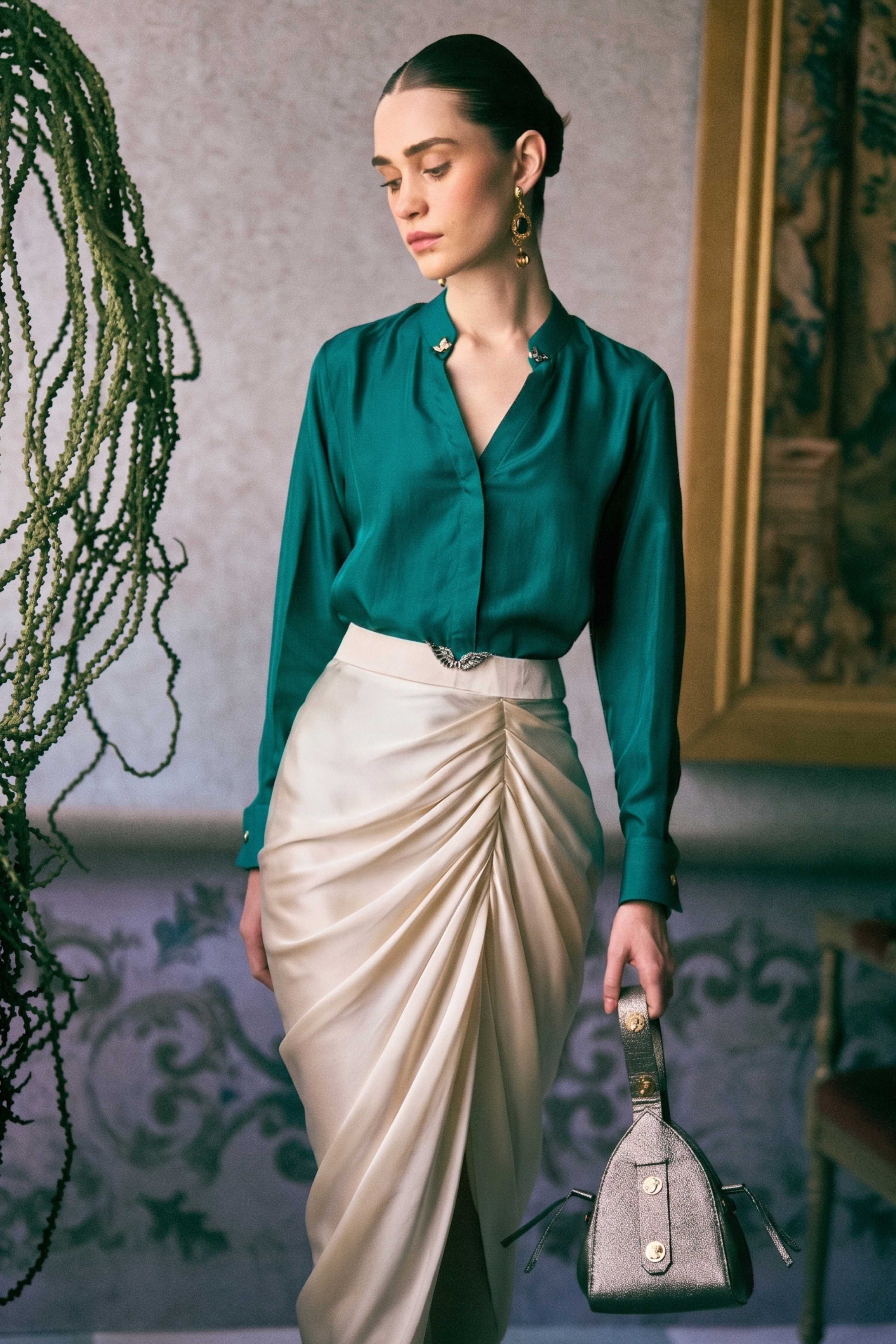 The Iconic Venetian Lion Silk Shirt in Gold & Silver Hardware