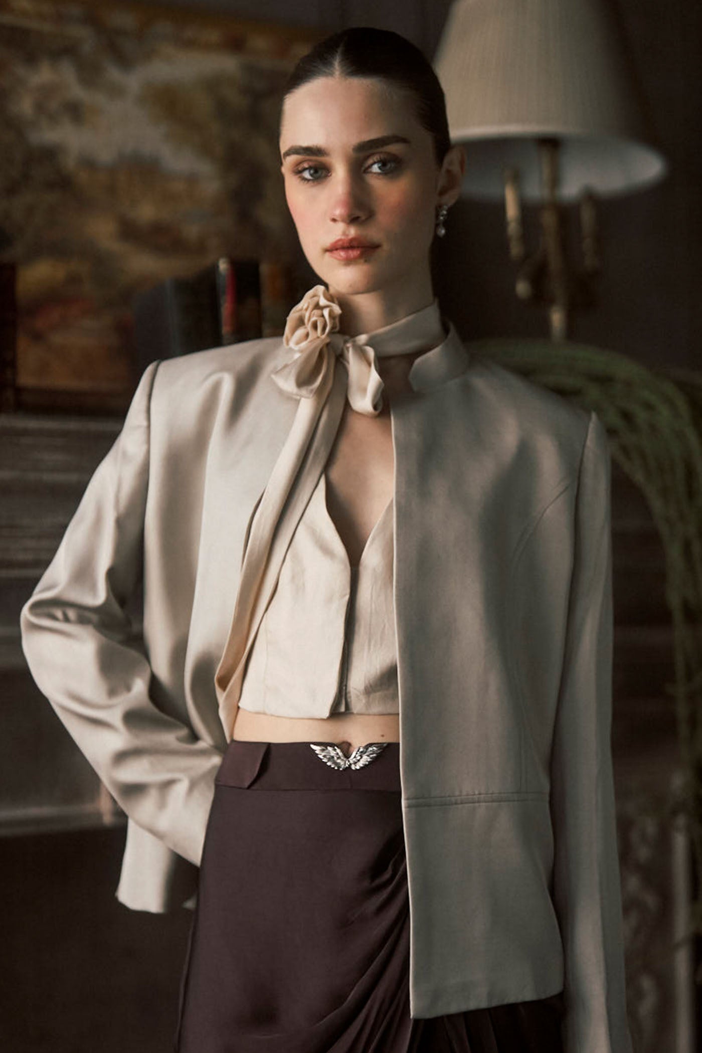 The Frida Floral Bow Silk Top